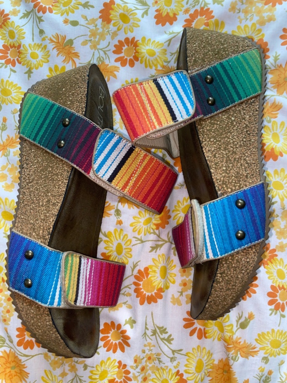 MARLEY REGGAE PLATFORM SANDALS Boutique Striped cork Summer Festival - Picture 3 of 7